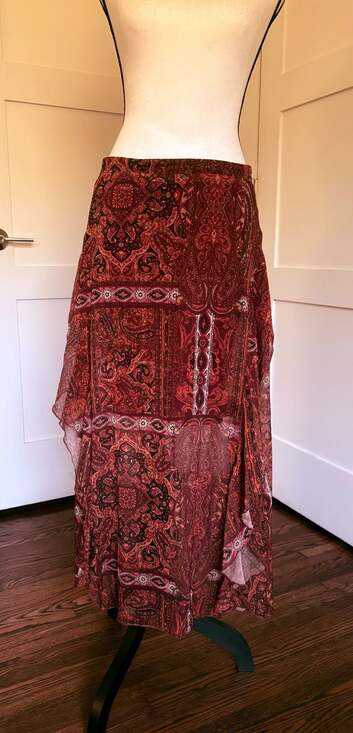 Free People Dresses & Skirts - Free People Panel Boho Paisley Printed Asymmetrical Midi Skirt Size Medium
